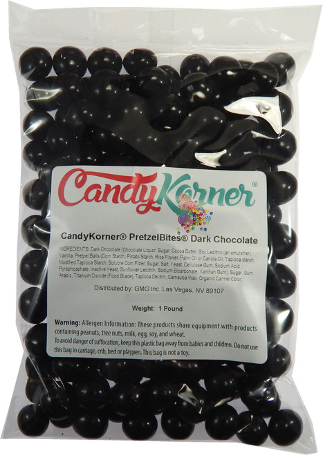 Pretzelbites Dark Chocolate | Dark Chocolate Covered Pretzel Balls Covered In A Light Candy Shell 8 Ounce  By CandyKorner