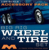 Big Rig Wheel & Tire Set (4 Dual Wheels + 2 Single Wheels), 1/25 
