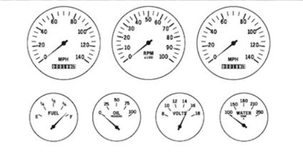 'Modern' Black Gauge Faces with Clear Background 1/25