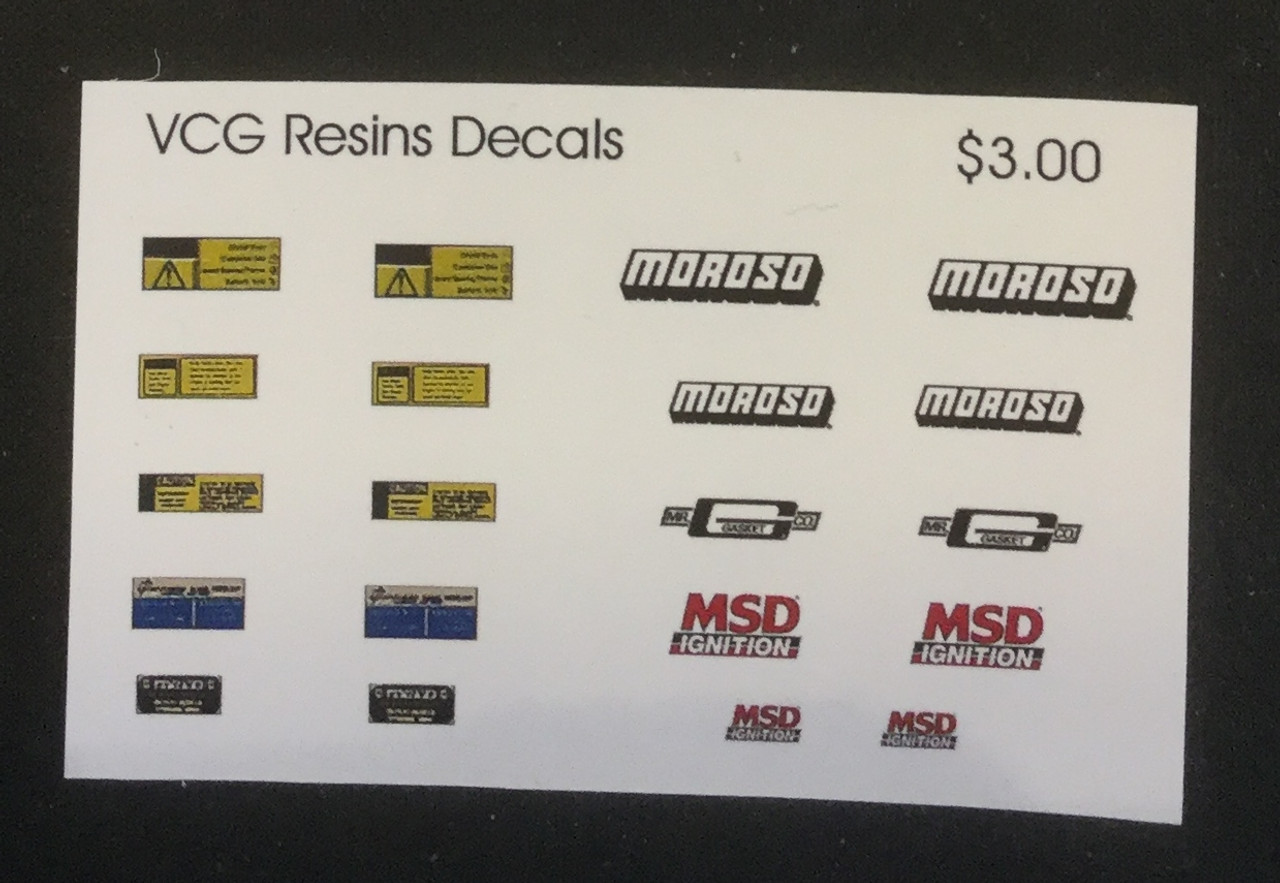 Engine and Under-Hood Decal Sheet 1, 1/25