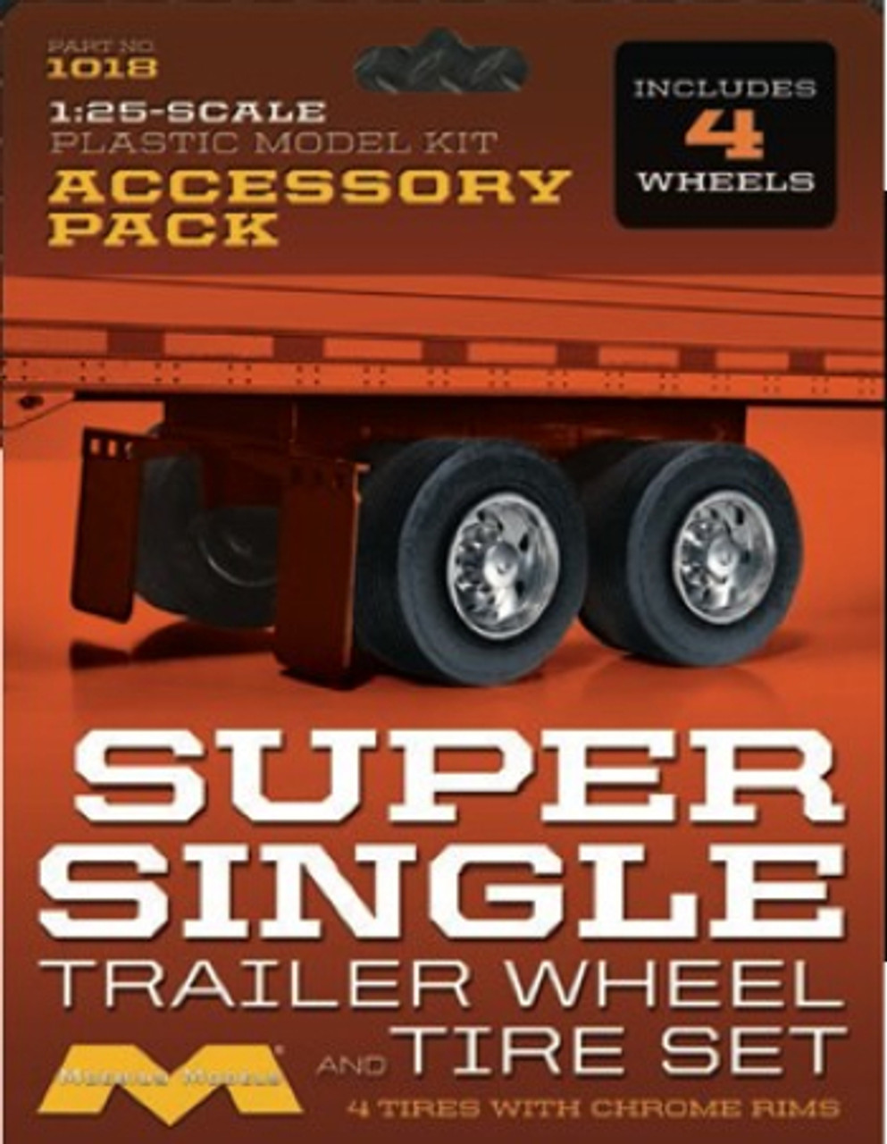 Super Single Big Rig, Trailer, Rat Rod, Hot Rod Wheel & Tire Set, 1/25 