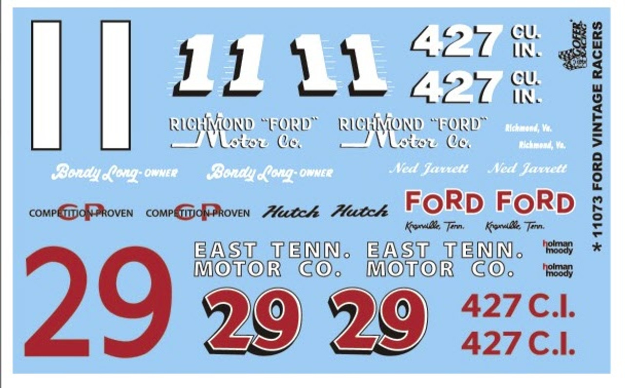 Ford Vintage Racing Decal Sheet 2,  1/25
