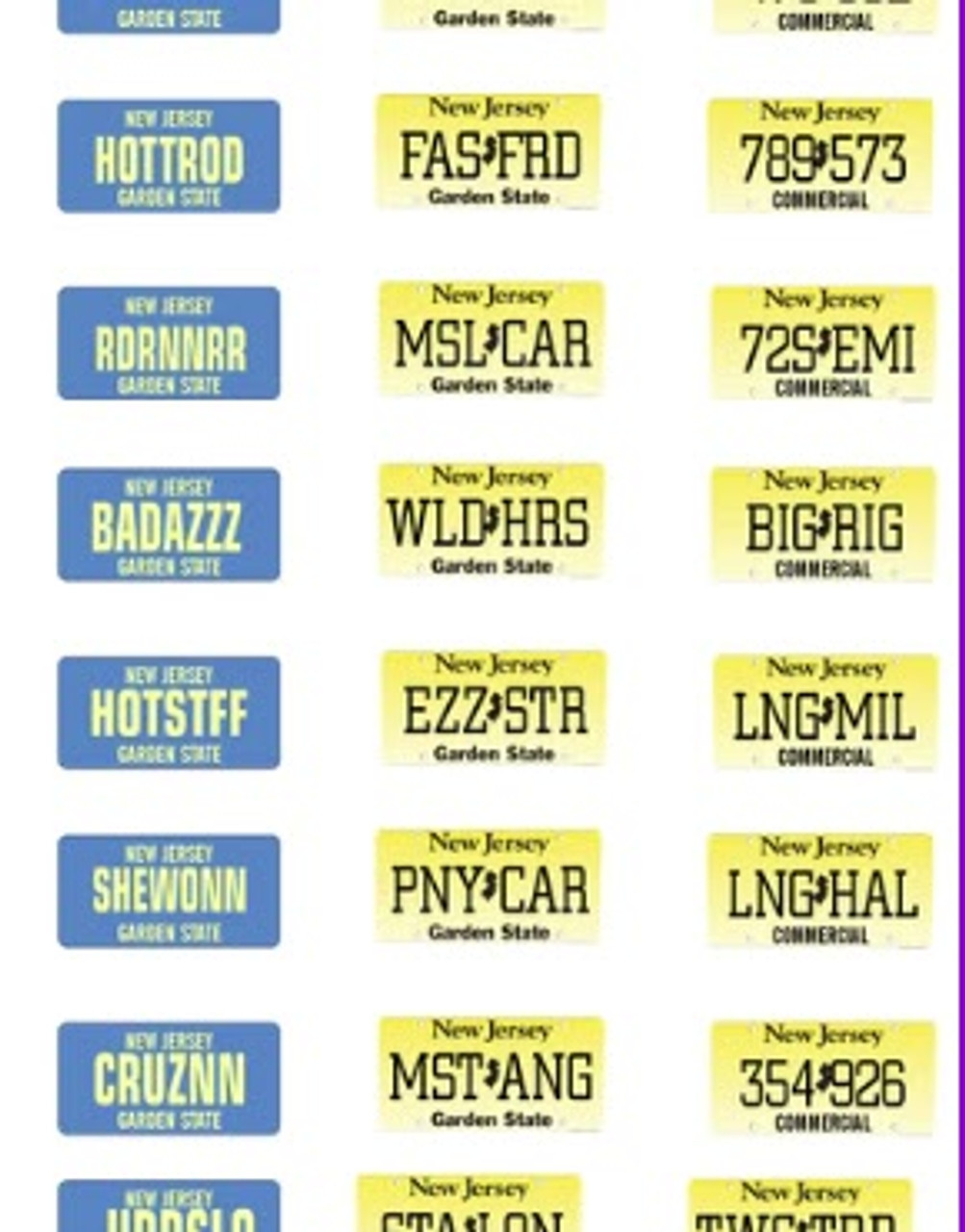 License Plates - New Jersey, 1/25