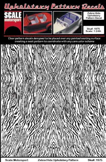 Zebra Hide Upholstery Pattern Decal on Clear, 1/24