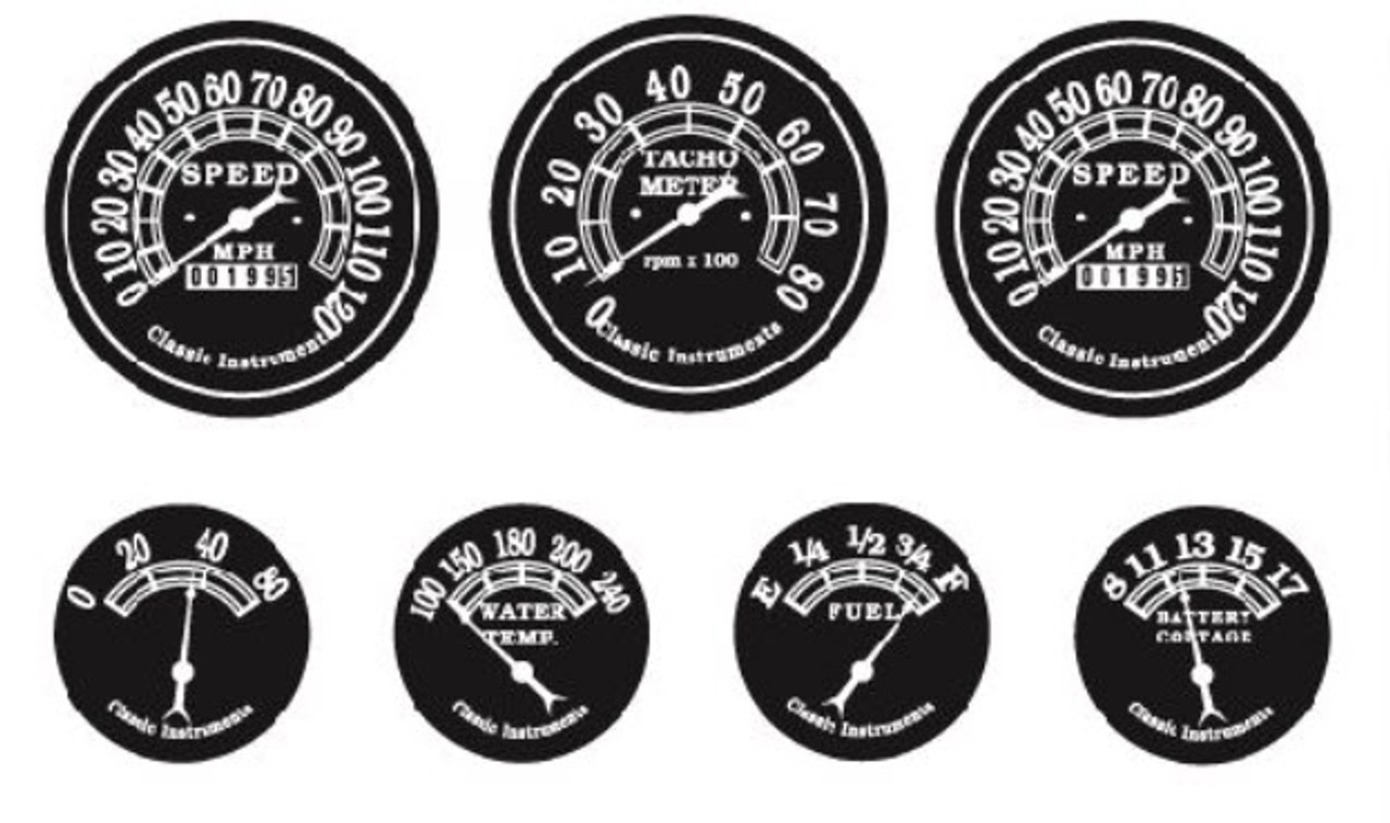 'Classic' Gauges & Bezels Clear on Black 1/25
