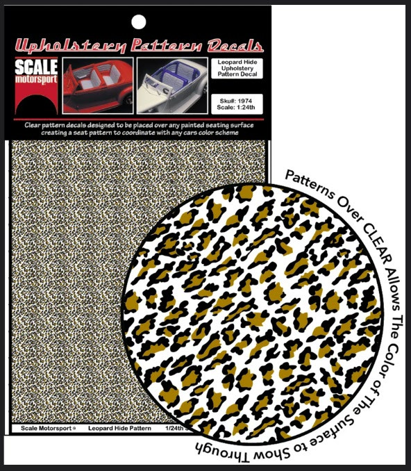 Leopard Hide Upholstery Pattern Decal on Clear, 1/24
