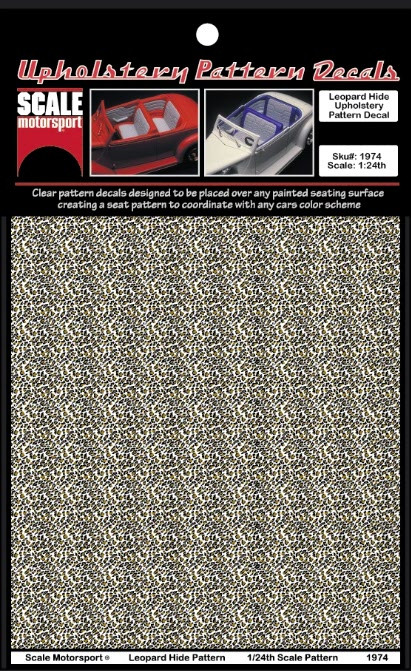 Leopard Hide Upholstery Pattern Decal on Clear, 1/24