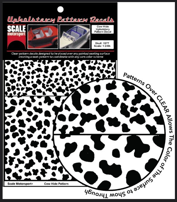 Cow Hide Upholstery Pattern Decal on Clear, 1/24