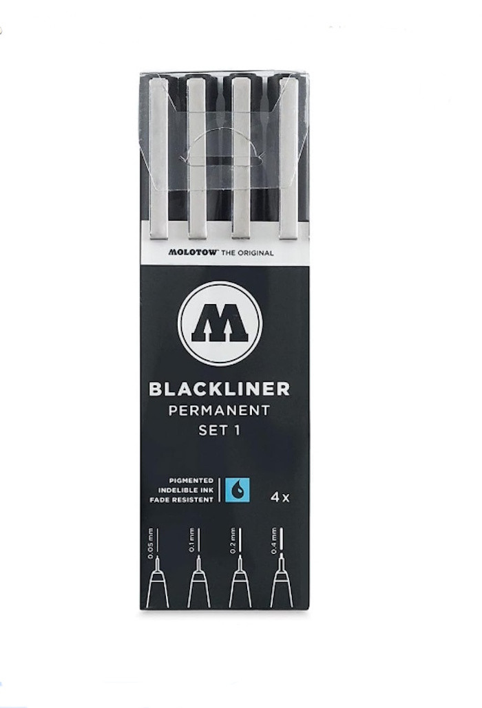 Blackliner 4-Pen Sets with 4 Tip Sizes
