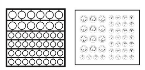 'Modern' Gauges & Bezels Black Numbers on Clear Background 1/25