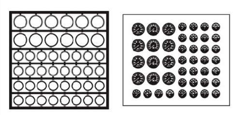 'Modern' Gauges & Bezels Clear Numbers on Black Background 1/25