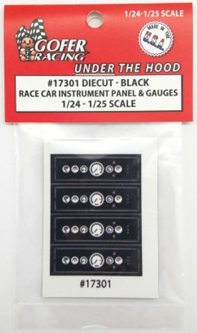 Race Car Instrument Panel & Gauge Cluster, Black 1/24-1/25