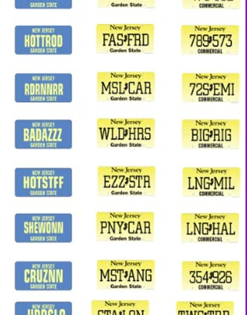License Plates - New Jersey, 1/25