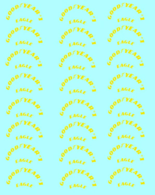 Good Year Tire Decals - Yellow, 1/25