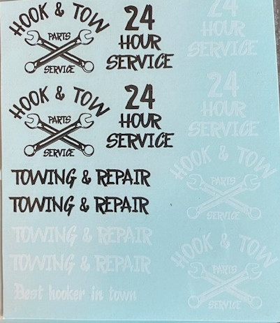 "Hook & Tow" Service Decals, 1/25