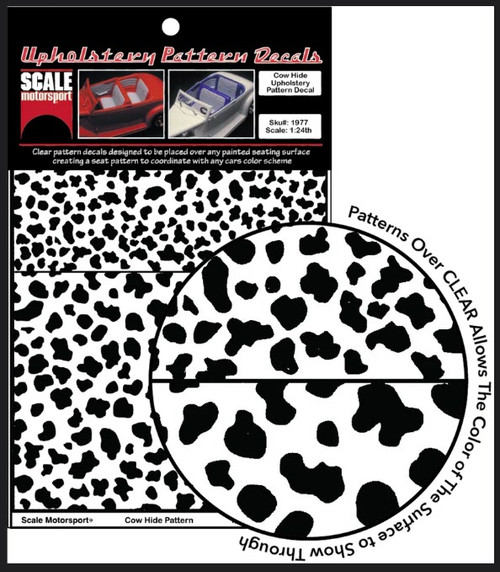 Cow Hide Upholstery Pattern Decal on Clear, 1/24