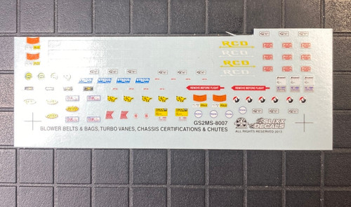Blower Belts, Restraint Bags, Chutes & Chassis ID Decal Sheet 1/25