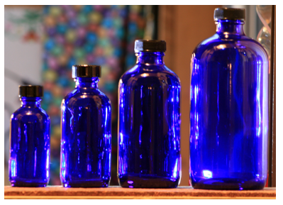 8 ounce cobalt blue glass bottle
