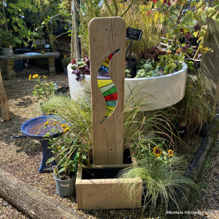 Stained Glass Garden Sculpture (with Planter)  - Rainbow Wave