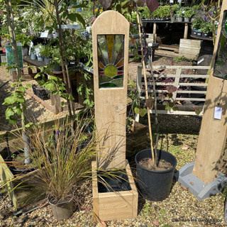 Stained Glass Garden Sculpture (with Planter) - Sunburst