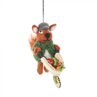 Handmade Felt Foster the Gardening Squirrel Hanging Decoration