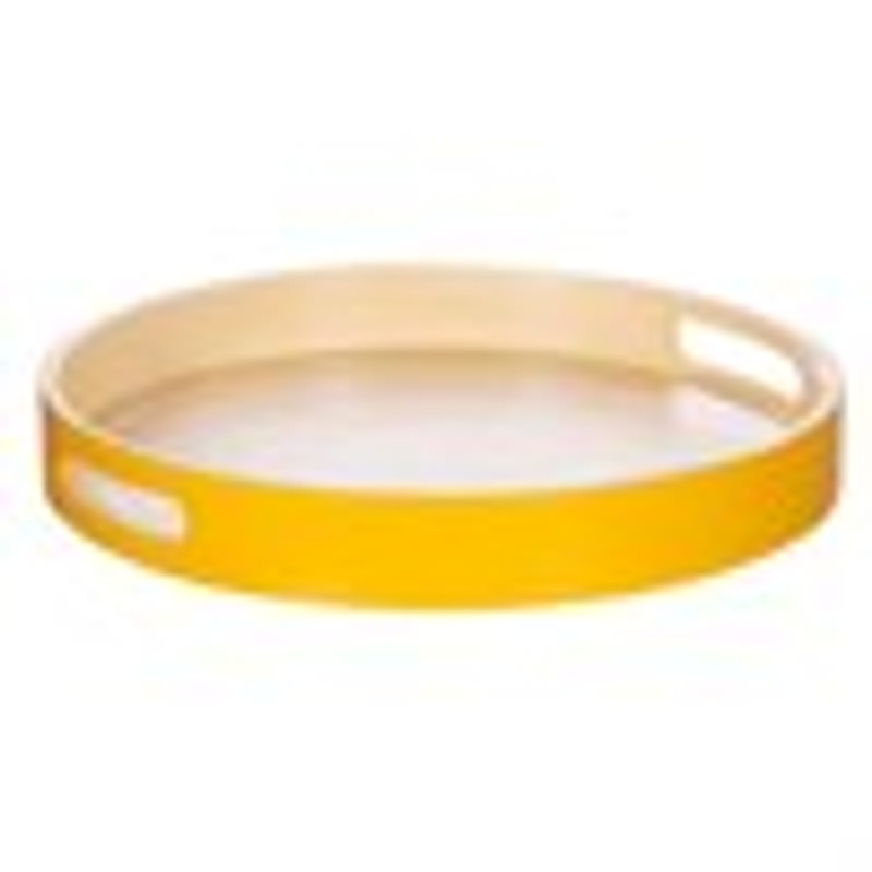 Round bamboo tray - yellow