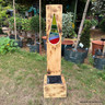 Stained Glass Garden Sculpture (with Planter) - Rainbow Teardrop