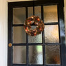 Festive pinecone wreath with LED lights