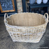 Open weave oval baskets with ear handles & jute liner (2 sizes)