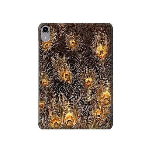 W3691 Gold Peacock Feather Tablet Hard Case For iPad mini 6, iPad mini (2021)