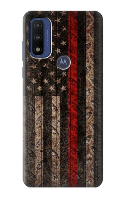 W3804 Fire Fighter Metal Red Line Flag Graphic Hard Case and Leather Flip Case For Motorola G Pure