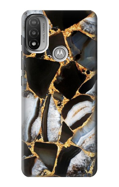 W3419 Gold Marble Graphic Print Hard Case and Leather Flip Case For Motorola Moto E20,E30,E40