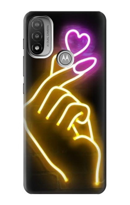 W3512 Cute Mini Heart Neon Graphic Hard Case and Leather Flip Case For Motorola Moto E20,E30,E40