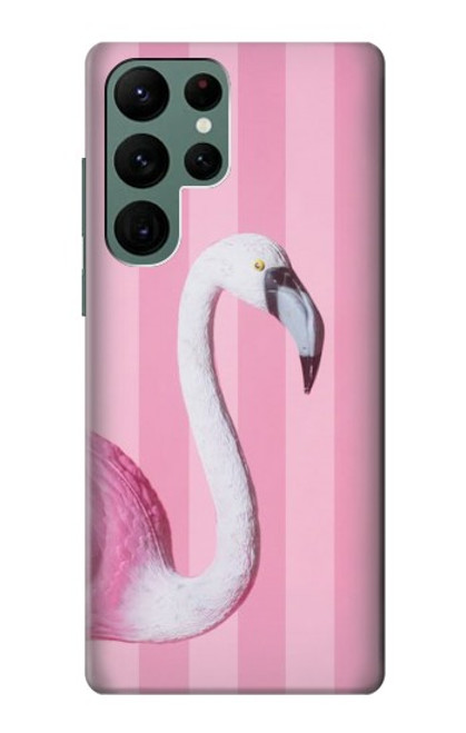 W3805 Flamingo Pink Pastel Hard Case and Leather Flip Case For Samsung Galaxy S22 Ultra