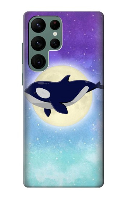 W3807 Killer Whale Orca Moon Pastel Fantasy Hard Case and Leather Flip Case For Samsung Galaxy S22 Ultra