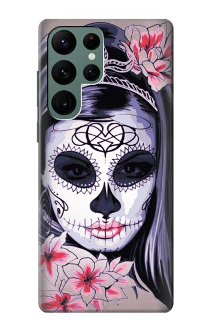 W3821 Sugar Skull Steam Punk Girl Gothic Hard Case and Leather Flip Case For Samsung Galaxy S22 Ultra
