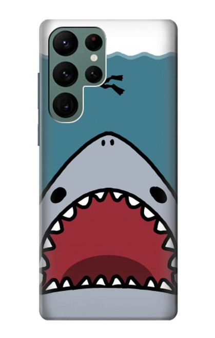 W3825 Cartoon Shark Sea Diving Hard Case and Leather Flip Case For Samsung Galaxy S22 Ultra