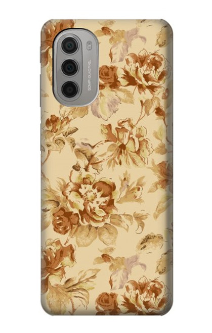 W2180 Flower Floral Vintage Pattern Hard Case and Leather Flip Case For Motorola Moto G51 5G