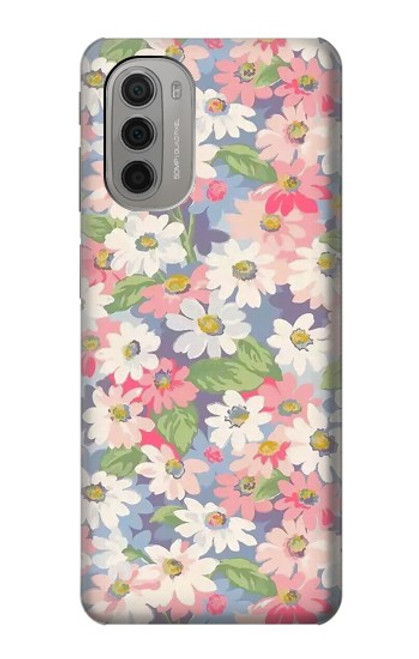 W3688 Floral Flower Art Pattern Hard Case and Leather Flip Case For Motorola Moto G51 5G