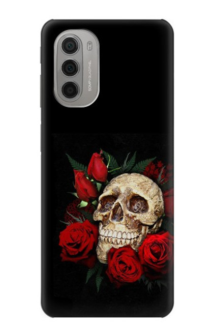 W3753 Dark Gothic Goth Skull Roses Hard Case and Leather Flip Case For Motorola Moto G51 5G