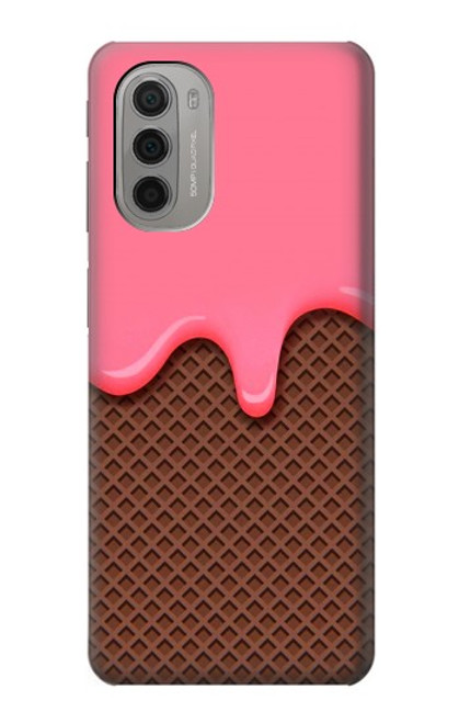 W3754 Strawberry Ice Cream Cone Hard Case and Leather Flip Case For Motorola Moto G51 5G