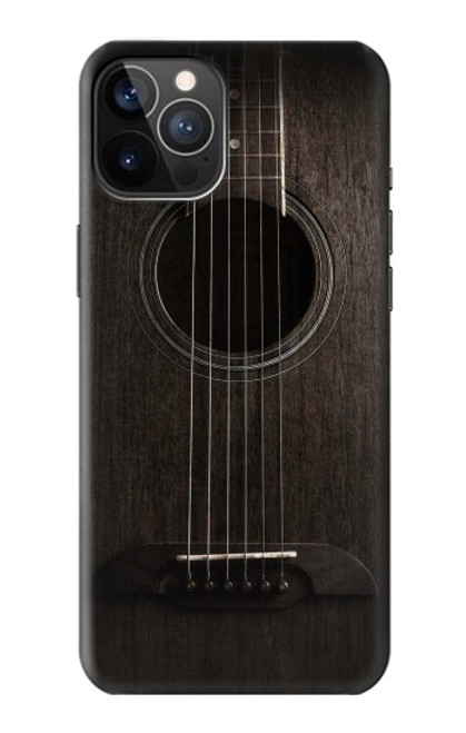 W3834 Old Woods Black Guitar Hard Case and Leather Flip Case For iPhone 12, iPhone 12 Pro
