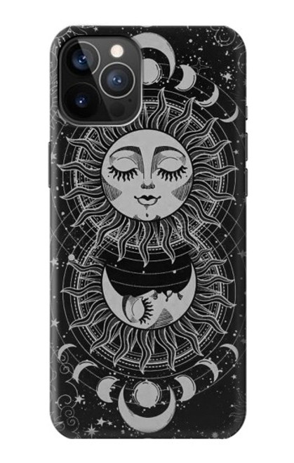 W3854 Mystical Sun Face Crescent Moon Hard Case and Leather Flip Case For iPhone 12, iPhone 12 Pro