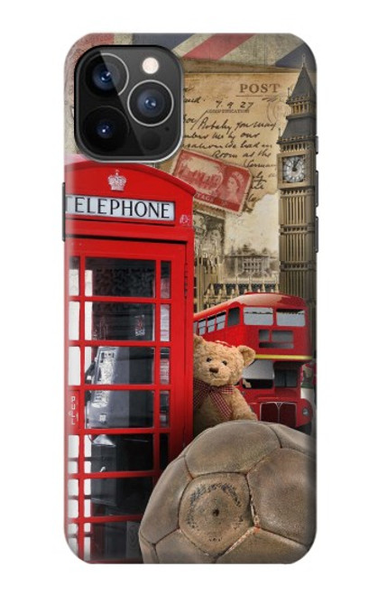 W3856 Vintage London British Hard Case and Leather Flip Case For iPhone 12, iPhone 12 Pro