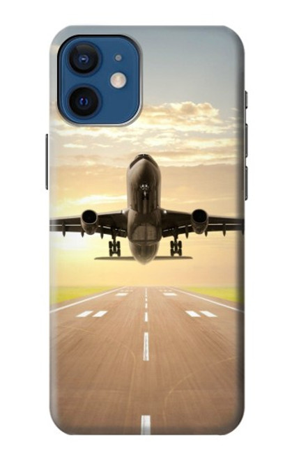 W3837 Airplane Take off Sunrise Hard Case and Leather Flip Case For iPhone 12 mini