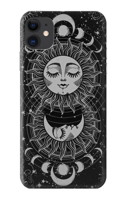 W3854 Mystical Sun Face Crescent Moon Hard Case and Leather Flip Case For iPhone 11