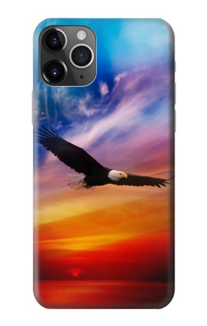 W3841 Bald Eagle Flying Colorful Sky Hard Case and Leather Flip Case For iPhone 11 Pro