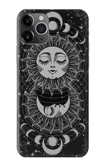 W3854 Mystical Sun Face Crescent Moon Hard Case and Leather Flip Case For iPhone 11 Pro