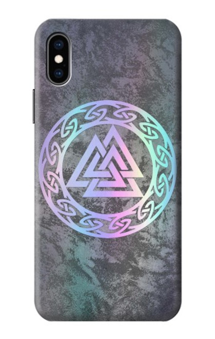 W3833 Valknut Odin Wotans Knot Hrungnir Heart Hard Case and Leather Flip Case For iPhone X, iPhone XS