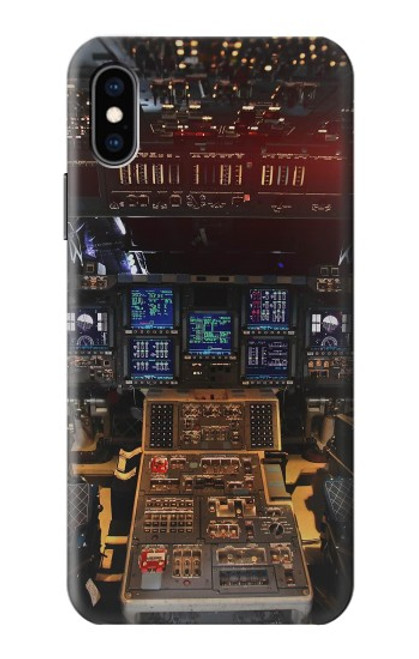 W3836 Airplane Cockpit Hard Case and Leather Flip Case For iPhone X, iPhone XS